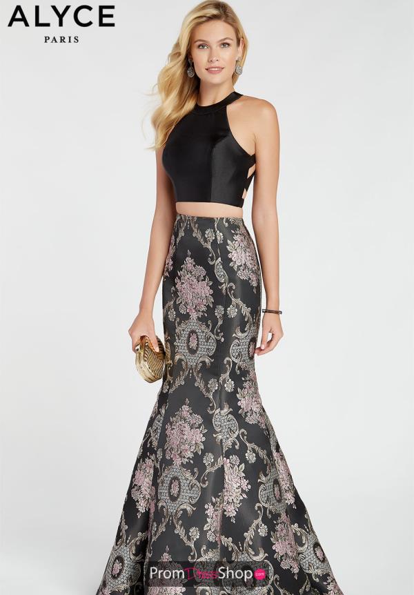 Alyce Paris Long Print Dress 60335