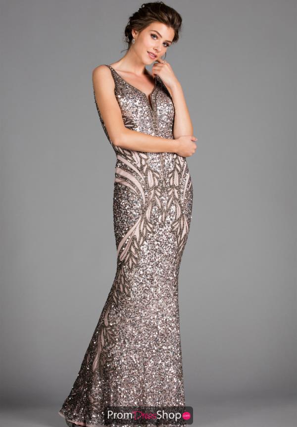 Scala Fitted V-Neck Long Dress 48721