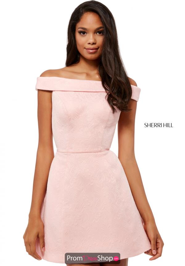Sherri Hill Short Off the Shoulder Brocade Dress 52336