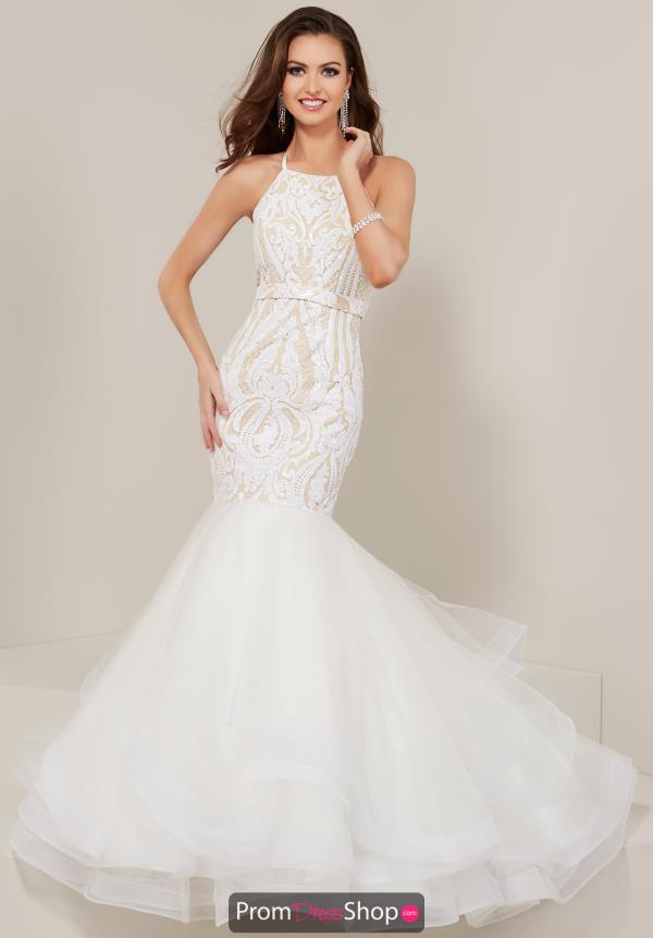 Tiffany High Neckline Long Dress 16359