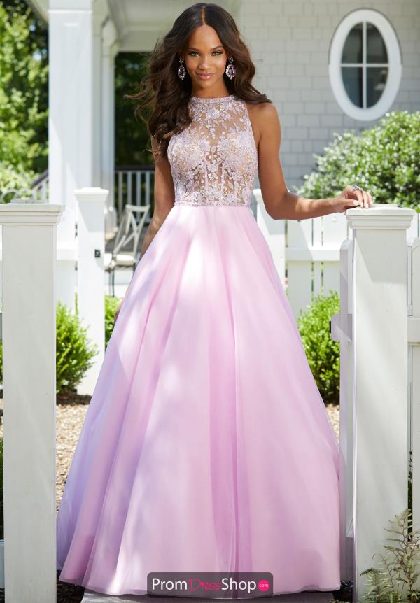 Mori Lee High Neckline Tulle Dress 43018