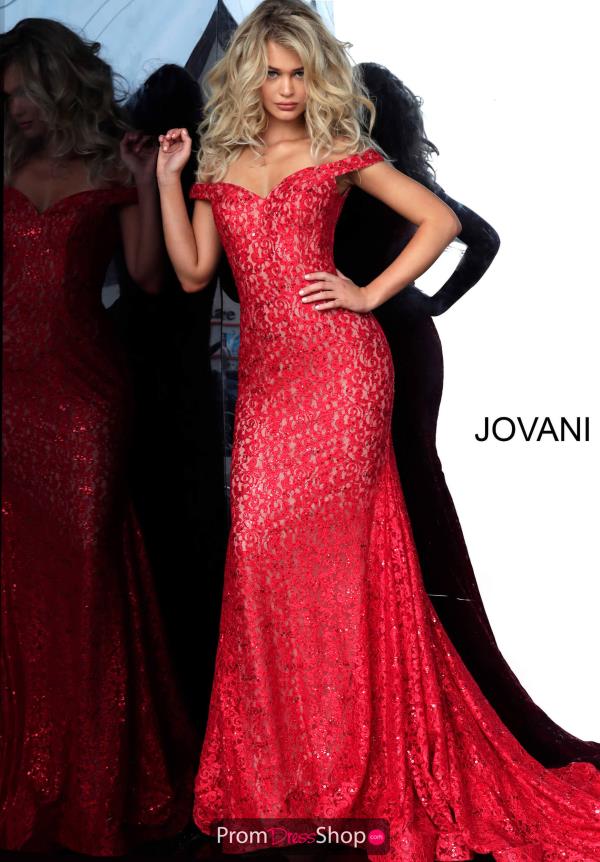 Jovani Off the Shoulder Lace Dress 64521