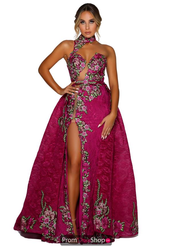 Portia and Scarlett Beaded Magenta Prom Dress PS6820S