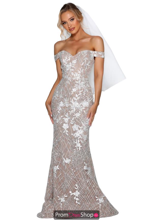 Portia and Scarlett Cap Sleve Ivory Nude Prom Dress PSB6810