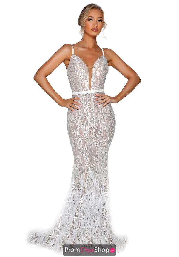 Portia and Scarlett Fitted Ivory Prom Dress PSB6819