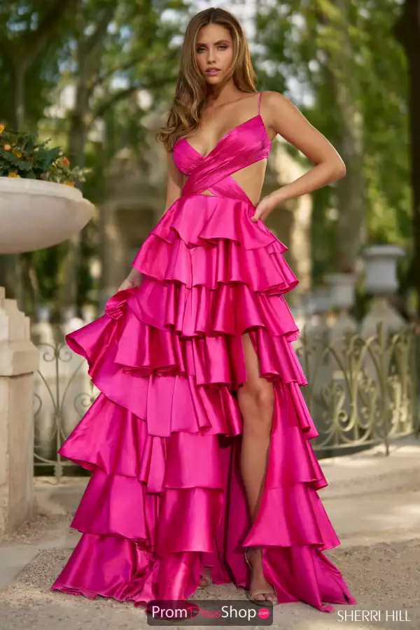 Satin Criss cross A line Sherri Hill 57009