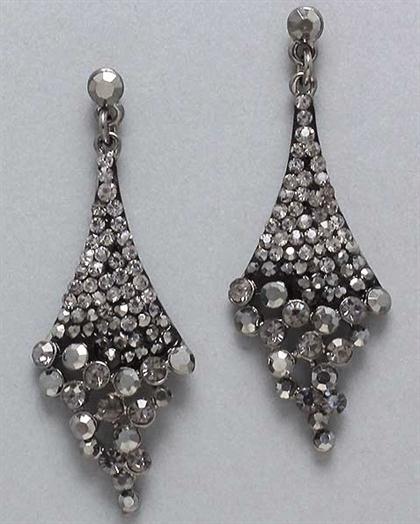 Waterfall Charcoal Rhinestone Earrings