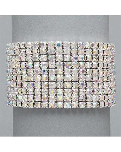 10 Strand Rhinestone Iridescent Bracelet