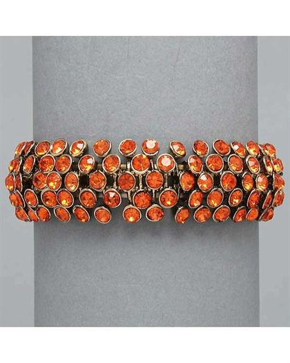 5 Strand Orange Rhinestone Bracelet