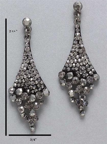 Waterfall Charcoal Rhinestone Earrings