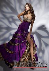 2012 Tony Bowls Paris Prom Dresses 112740.  Available in Gold/Leopard, Pink/Leopard, Purple/Leopard