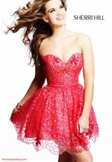2012 Sherri Hill Prom Dresses 2528.  Available in Coral, Turquoise, Yellow