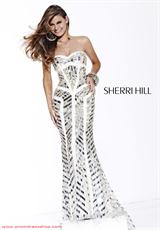 2012 Sherri Hill Prom Dresses 2813.  Available in Coffee, Ivory/Gold/Silver, Lilac