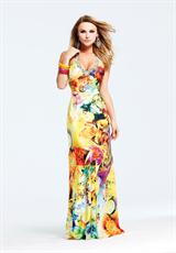 2012 Yellow Floral Print Faviana Dress 6970