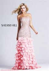 2012 Sherri Hill Prom Dresses 8434.  Available in Aqua, Ivory, Lilac, Peach, Pink, Strawberry, Yellow
