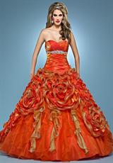 Landa Quinceanera AQ11.  Available in Bright Yellow, Paris Blue, Peony, Tangerine/Tropical Peach