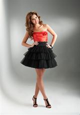 2012 Flirt Prom PF5015.  Available in Coral/Black, Mediterranean Teal/Black, Regal Purple/Black