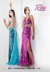 2012 Riva Prom Dresses R9427.  Available in Hot Pink/Silver, Turq/Silver