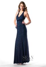 2012 Sean Prom Dresses 50444.  Available in Black/Green, Navy/Royal