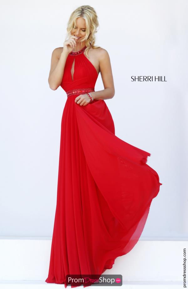 Back Beaded Sherri Hill Red Dress 50089
