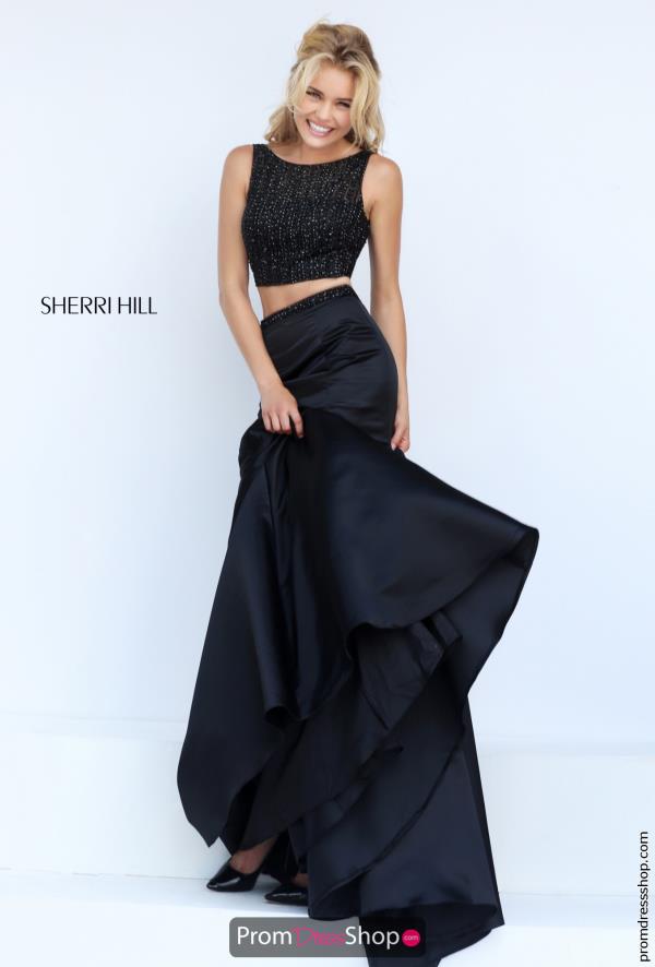 Long Beaded Black Sherri Hill Dress 50098