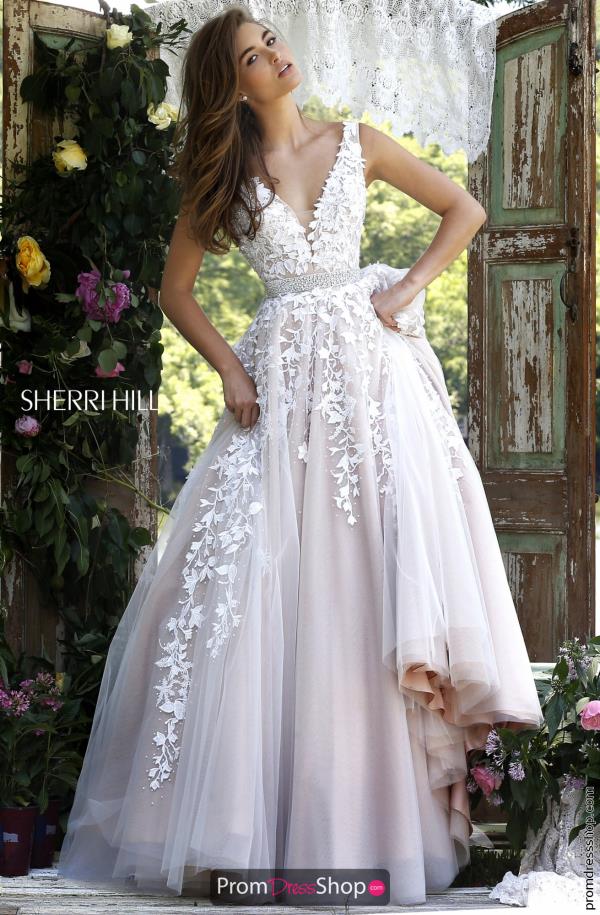 sherri hill white beaded prom dress