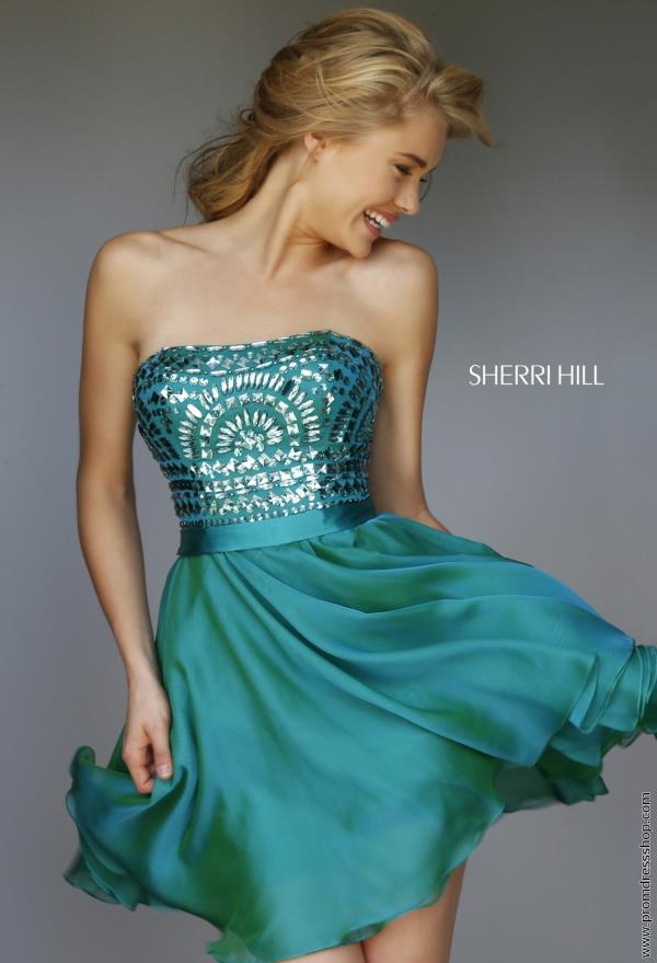 sherri hill green short dress