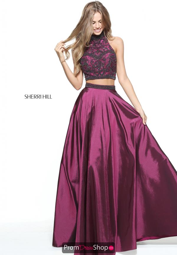 sherri hill two piece prom dress red