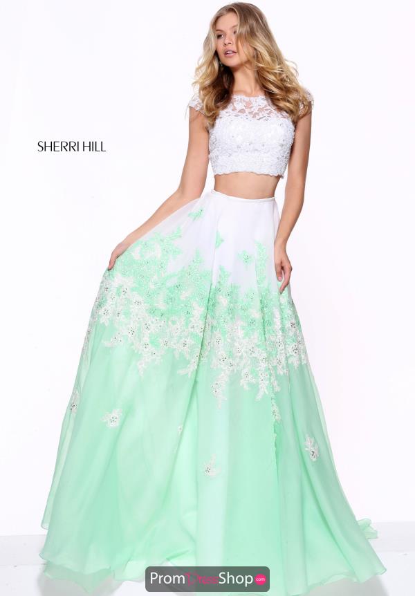 ivory green prom dress