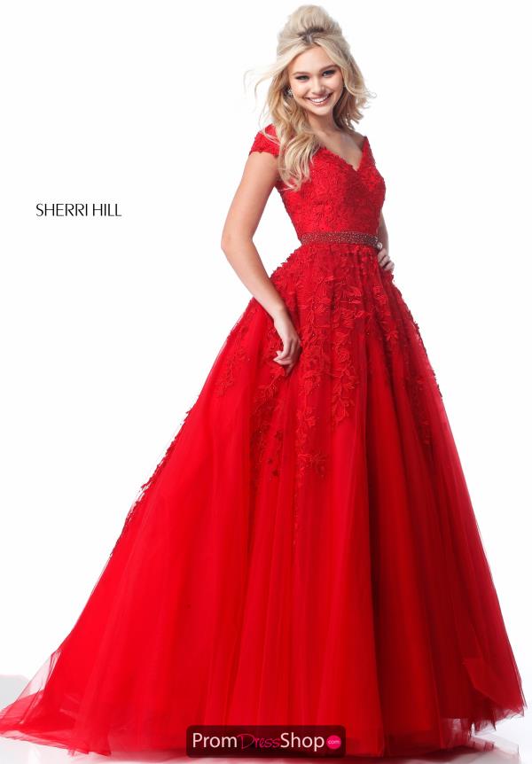 red sherri hill ball gown