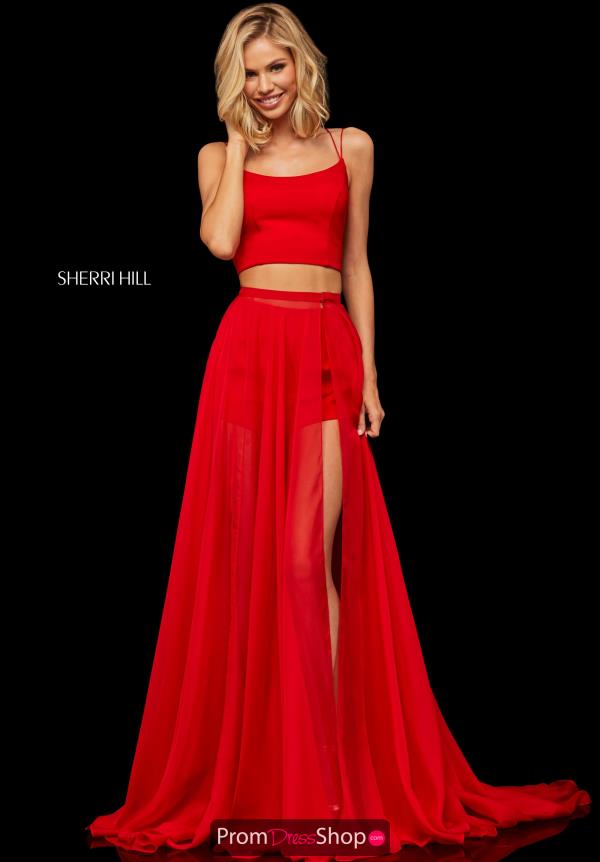 sherri hill two piece prom dress red