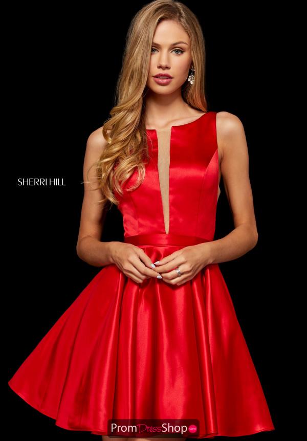 sherri hill red satin dress