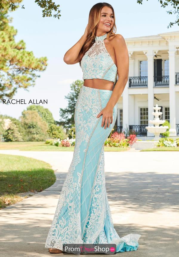 Two Piece Halter Beaded Dress 7003