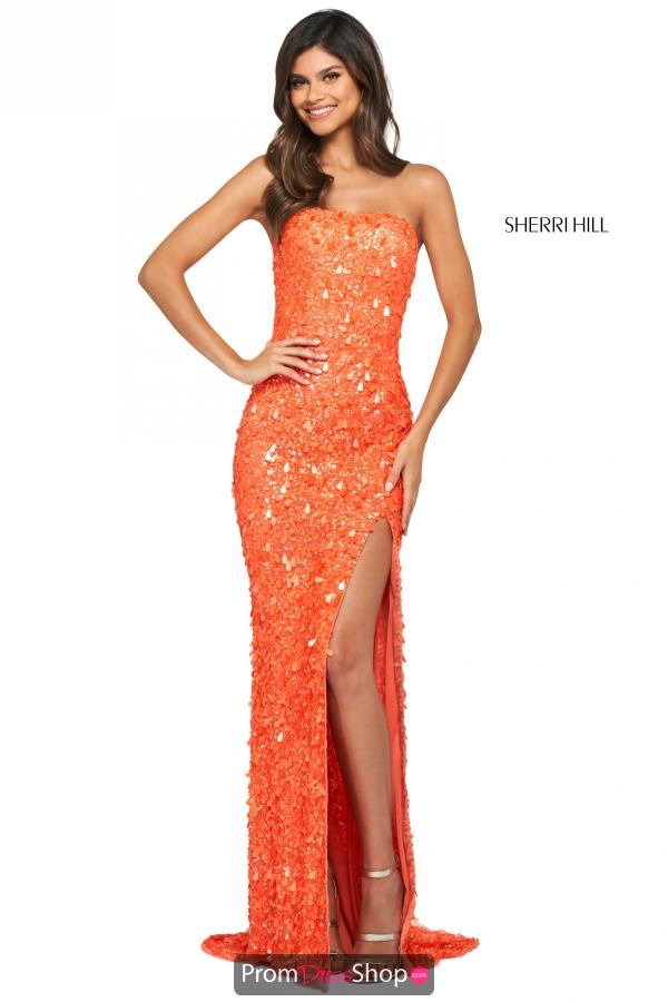 orange sequin dress long