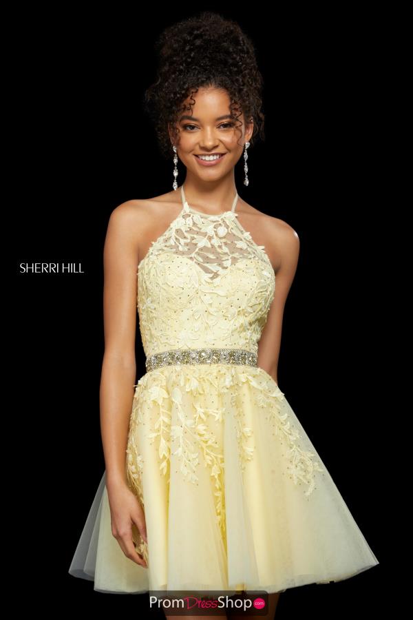 Sherri Hill Short Halter Top Lace Dress 53153