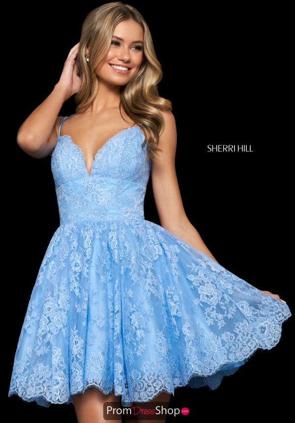 sherri hill light blue short dress