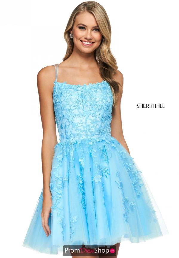 sherri hill light blue short dress