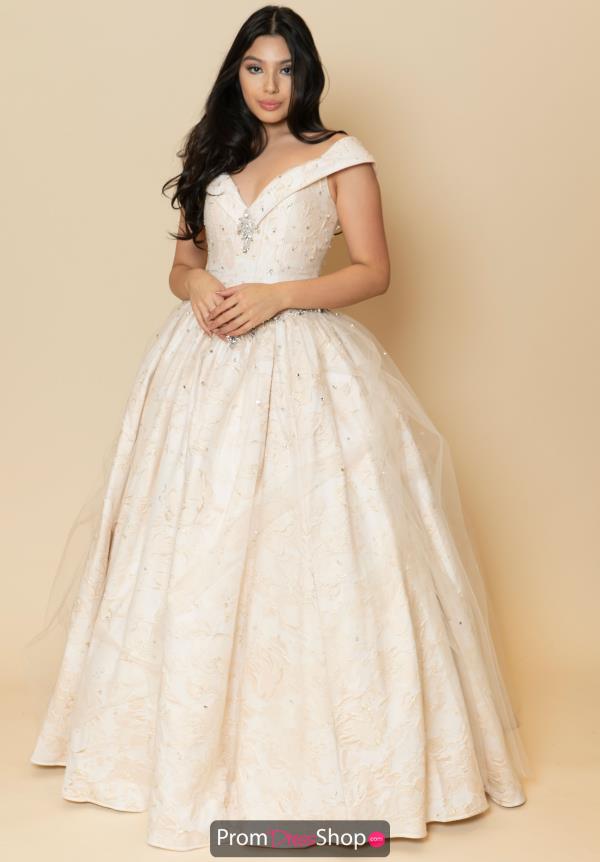Brocaded Ball Gown Dress 60051