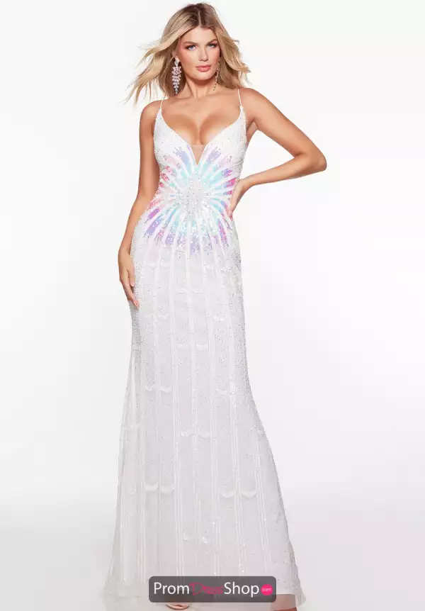 Iridescent Beaded V Neckline Dress 61401