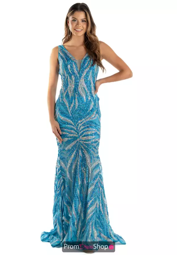 V-Neck Fitted Beaded Dress 06153