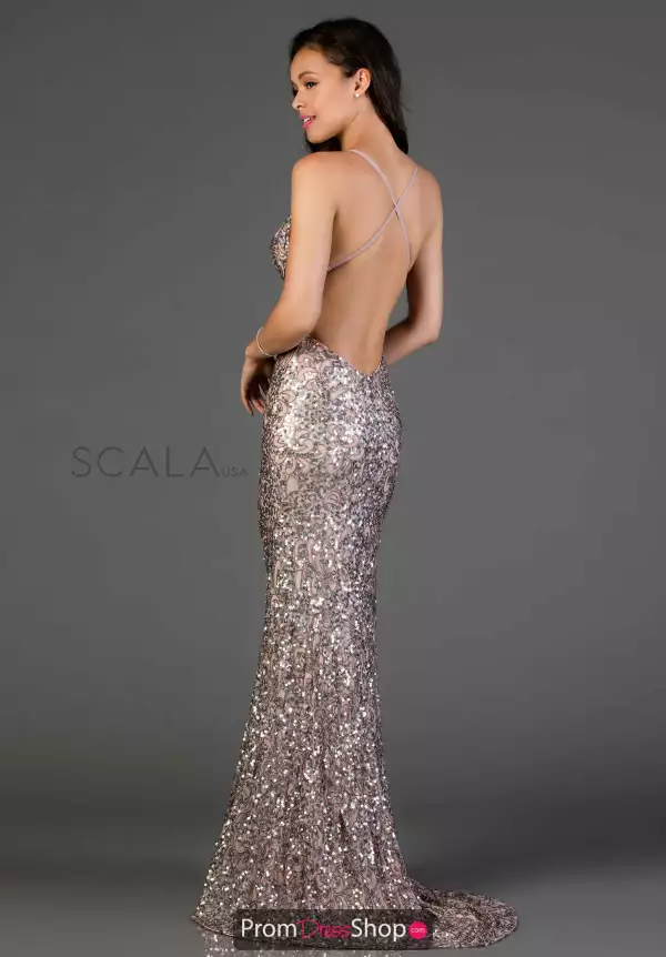 Sequins Fitted Open Back Dress 47542