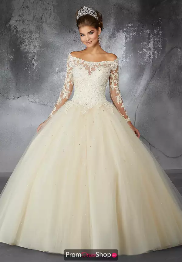 Valencia Quinceanera Sleeved Beaded Gown 60052