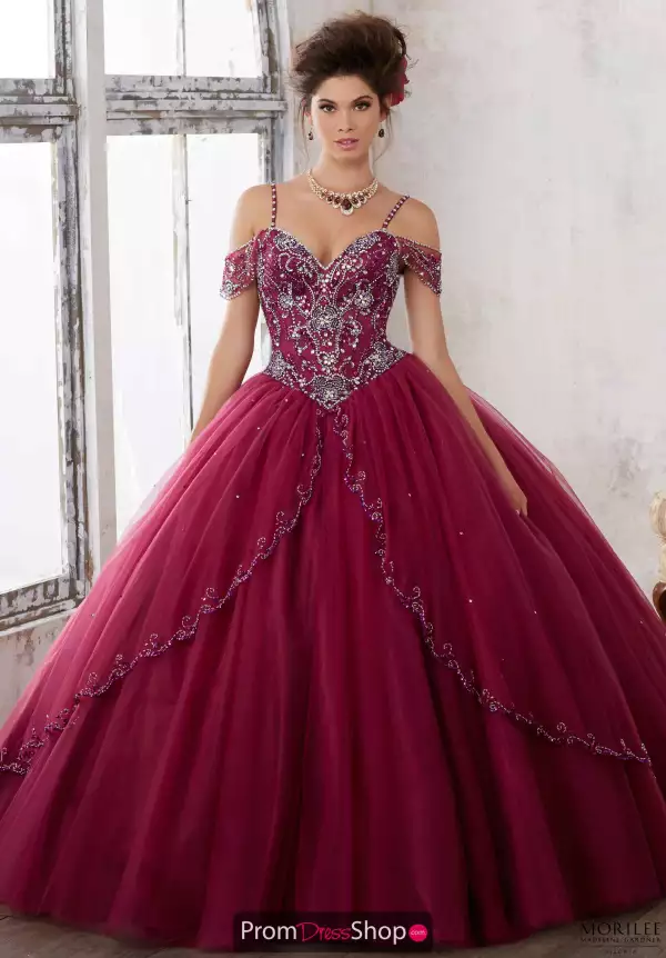 Beaded Tulle Long Ball Gown 89135