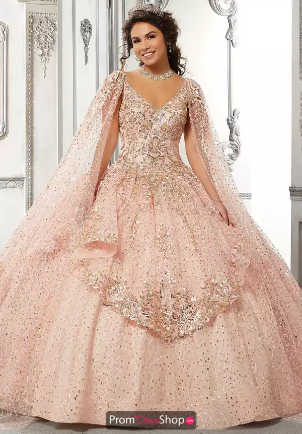 Long Beaded V Neck Quinceanera 89321