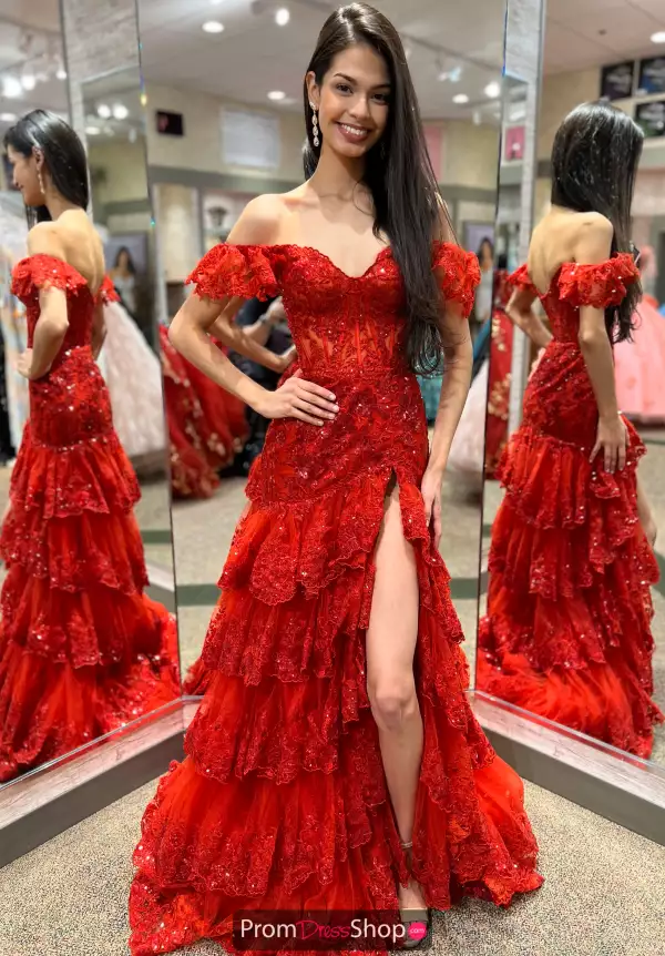 Off the Shoulder High Slit Dress 55801