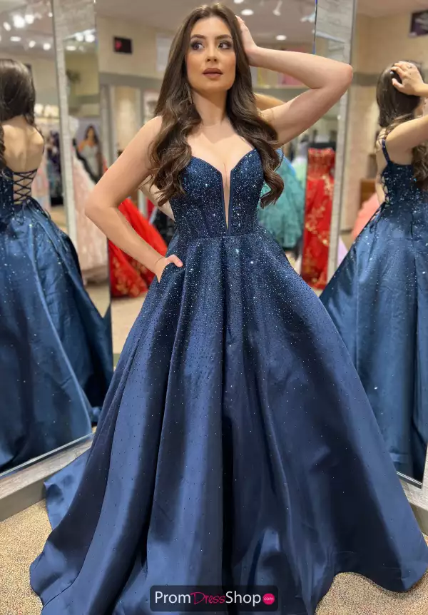 Beaded Satin A-Line Dress 56106