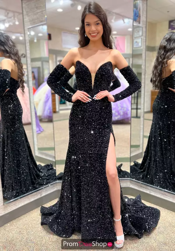 Full Sequins Fitted Long Dress 55377