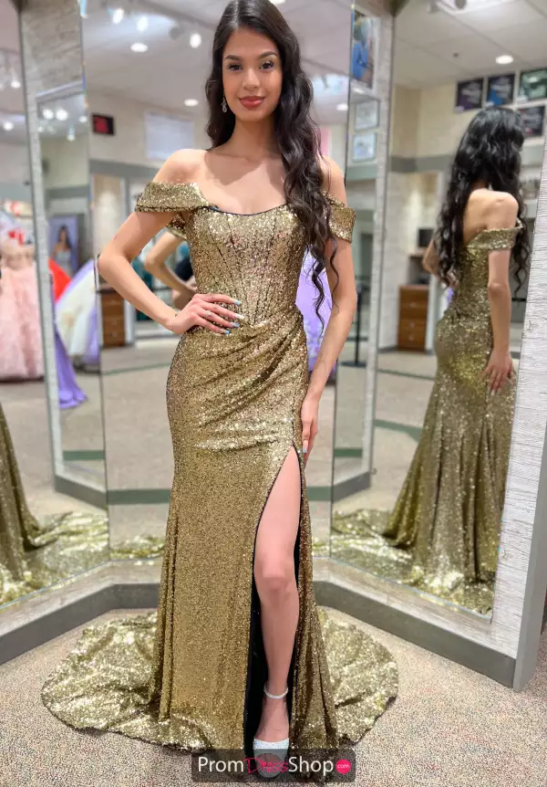 Scoop Neck High Slit Dress 55418