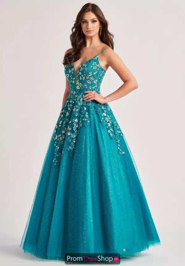 V Neck Applique Ball Gown Dress CL8420
