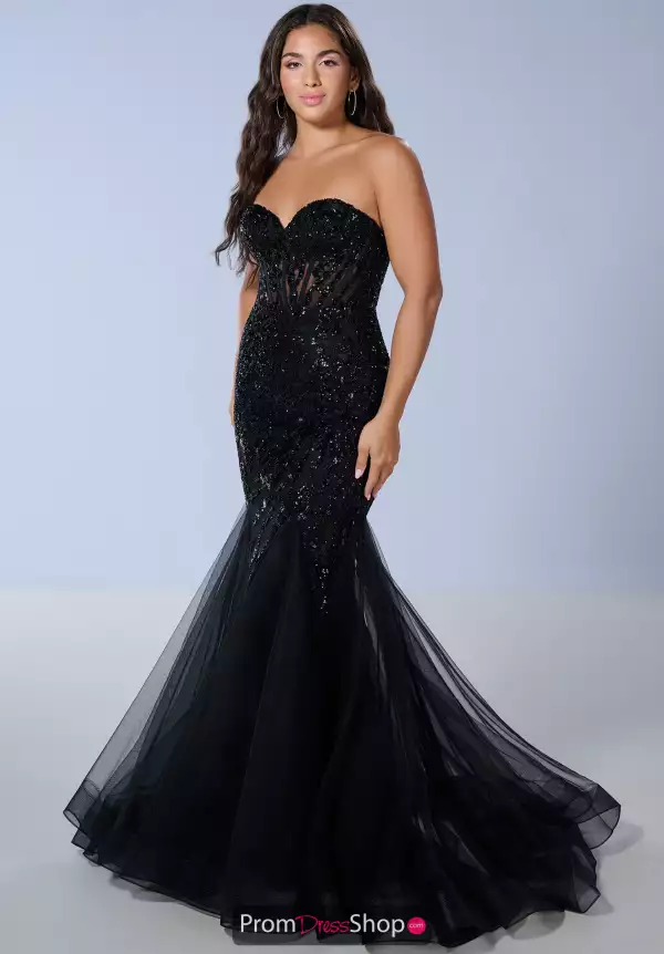 Fit and Flare Long Black Dress 16170